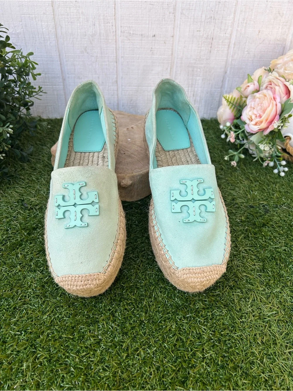 TORY BURCH Everly Platform Espadrille - Sea Bubble Suede size 7 new/no box